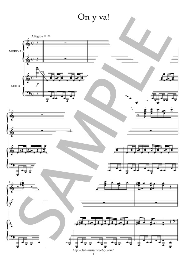 【ピアノ4手連弾】On y va! (斎藤 守也) / ピアノ連弾 上級 - サンプル譜面 5/5