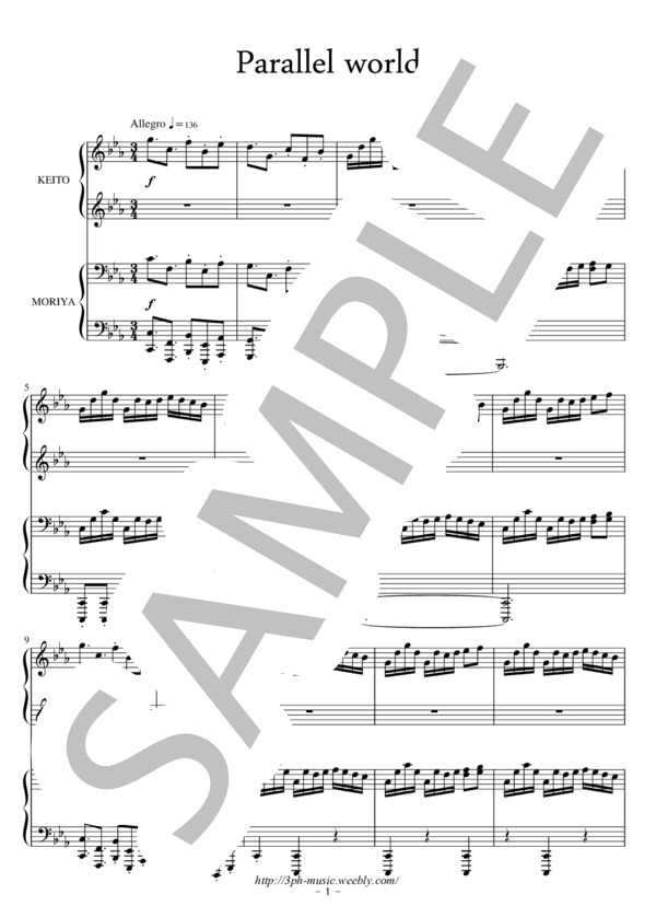 【ピアノ4手連弾】Parallel world (斎藤 守也) / ピアノ連弾 上級 - サンプル譜面 5/5