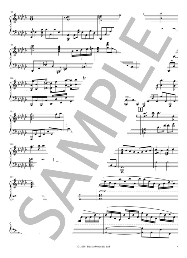 【ピアノソロ中上級】イエスタデイ (Official髭男dism) / 中〜上級 - サンプル譜面 5/5