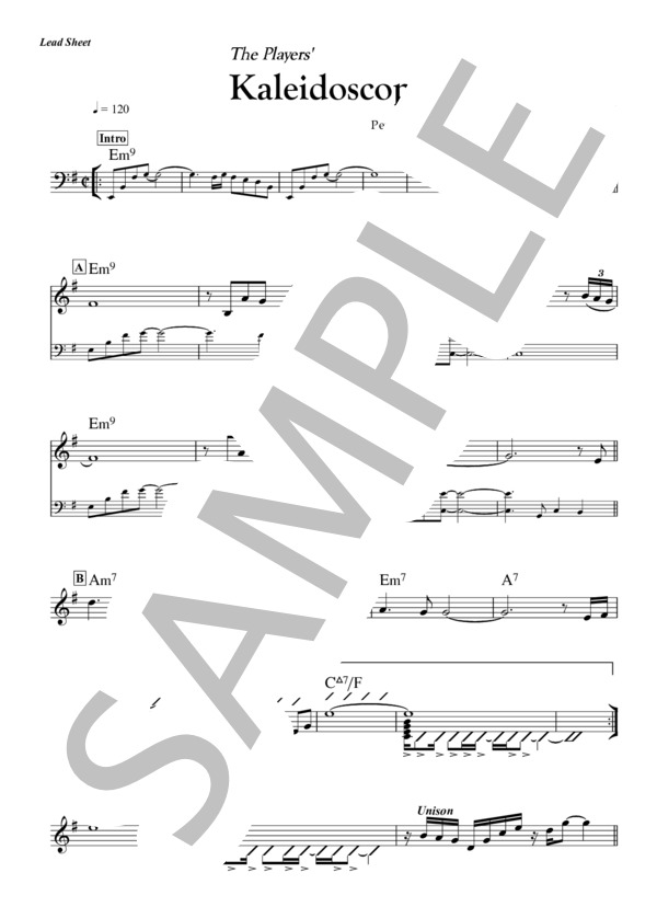 Kaleidoscope - The Players (バンド用リードシート、ソプラノサックス・パート譜付き） / 中〜上級 - サンプル譜面 1/4