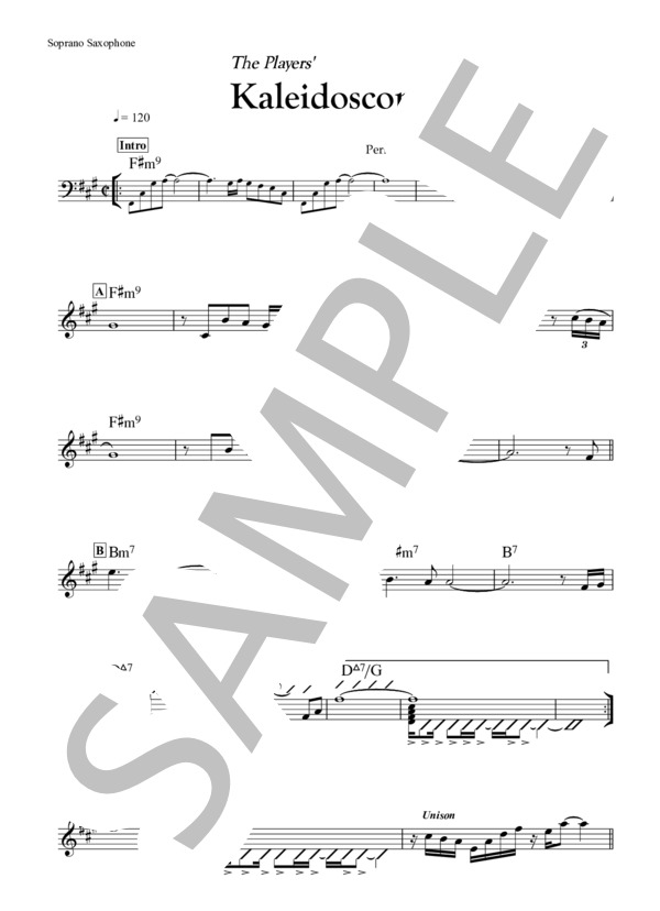 Kaleidoscope - The Players (バンド用リードシート、ソプラノサックス・パート譜付き） / 中〜上級 - サンプル譜面 3/4