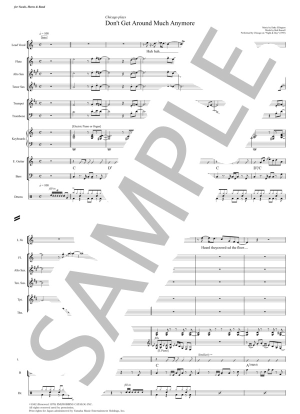 Don't Get Around Much Anymore - Chicago (バンドスコア完全コピー譜・パート譜付き） (シカゴ) / 全て 中〜上級 - サンプル譜面 1/5