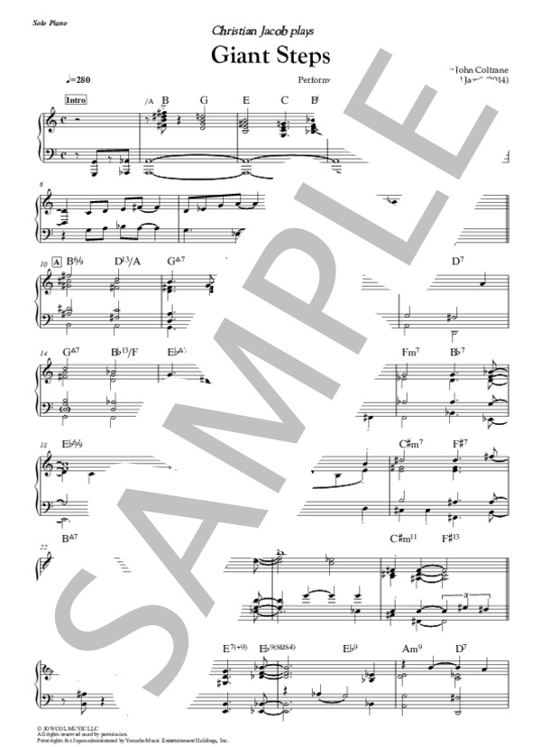 Giant Steps - Christian Jacob (ピアノソロ完全コピー譜） (クリスチャン・ジェイコブ) / 中〜上級 - サンプル譜面 1/5