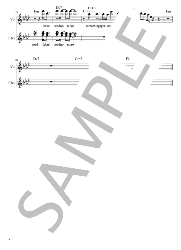 CRY NO MORE - VOW WOW【メロディー譜】 (BOWWOW) / 初級 - サンプル譜面 4/4