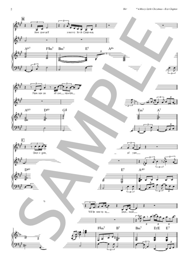Have Yourself A Merry Little Christmas - Eric Clapton (バンド用ライト・スコア、歌詞付き、リードギター完全コピー） (エリック・クラプトン) / バンドスコア 中級 - サンプル譜面 2/4