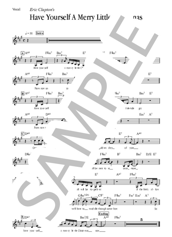 Have Yourself A Merry Little Christmas - Eric Clapton (バンド用ライト・スコア、歌詞付き、リードギター完全コピー） (エリック・クラプトン) / バンドスコア 中級 - サンプル譜面 4/4