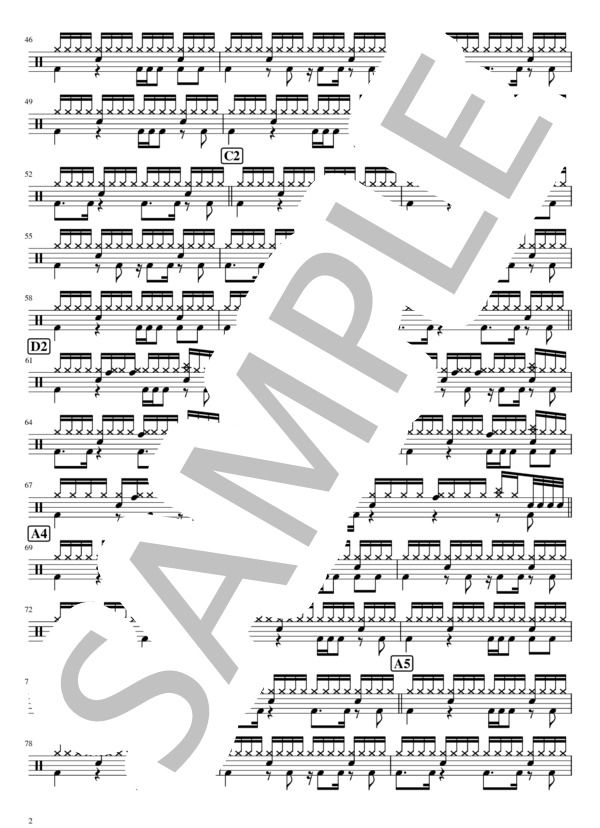 Can You Keep A Secret?(HERO 主題歌) - 宇多田ヒカル【ドラムパート】 (宇多田 ヒカル) / 初級 - サンプル譜面 2/3