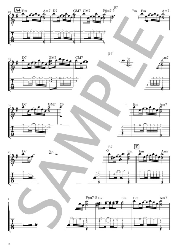 Can You Keep A Secret?(HERO 主題歌) - 宇多田ヒカル【アコギ TAB譜付き】 (宇多田 ヒカル) / ギター重奏 初級 - サンプル譜面 2/3