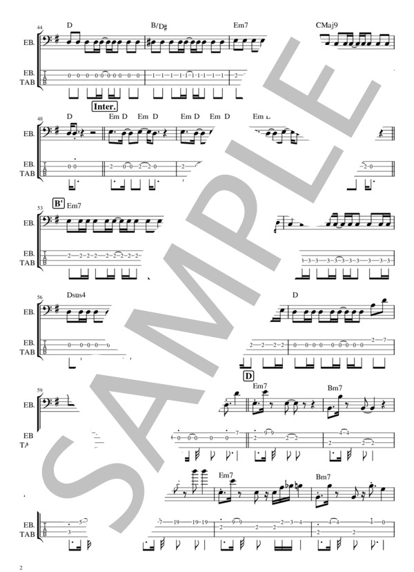 紅蓮華 (鬼滅の刃 OP) - Eベース (草野 華余子) / エレキベース 中級 - サンプル譜面 2/4