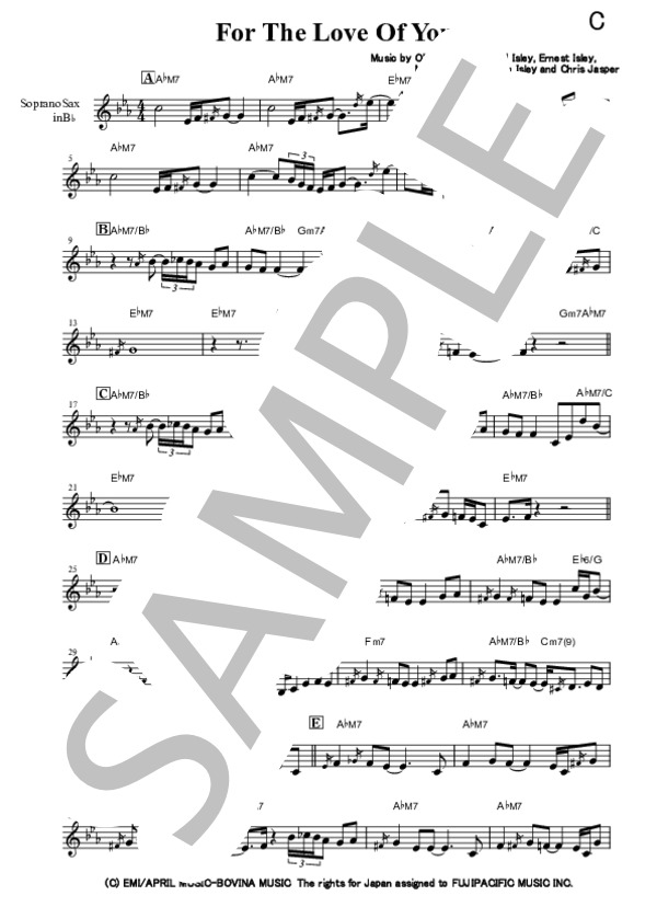 『For The Love Of You / The Isley Brothers』(Kim Waters)ソプラノサックス メロディー譜 / 中級 - サンプル譜面 4/5