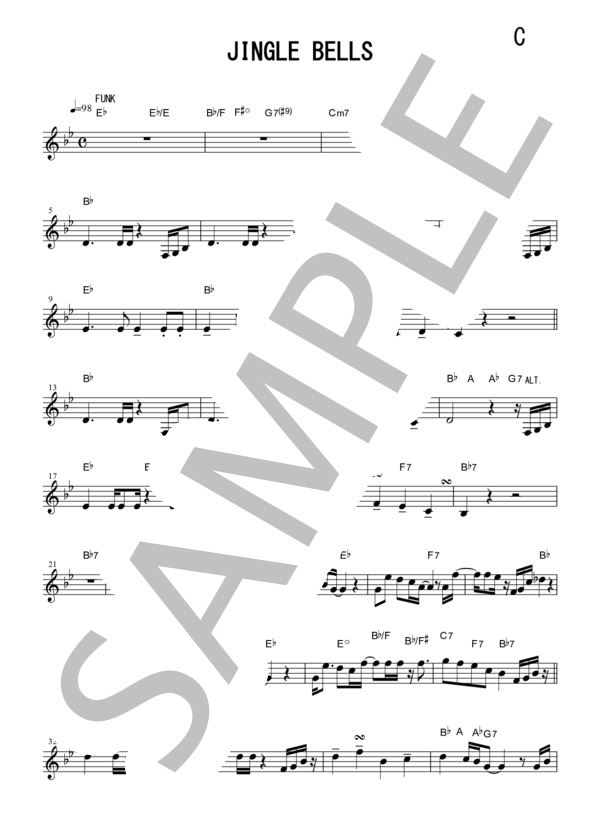 『Jingle Bells / Warren Hill』アルトサックス メロディー譜 (ウォーレン・ヒル) / 中〜上級 - サンプル譜面 4/5