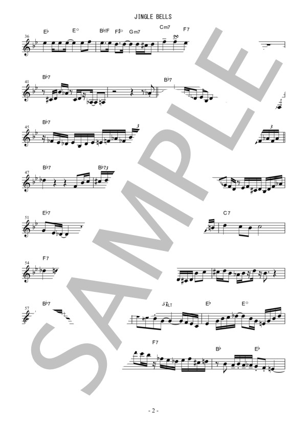 『Jingle Bells / Warren Hill』アルトサックス メロディー譜 (ウォーレン・ヒル) / 中〜上級 - サンプル譜面 5/5