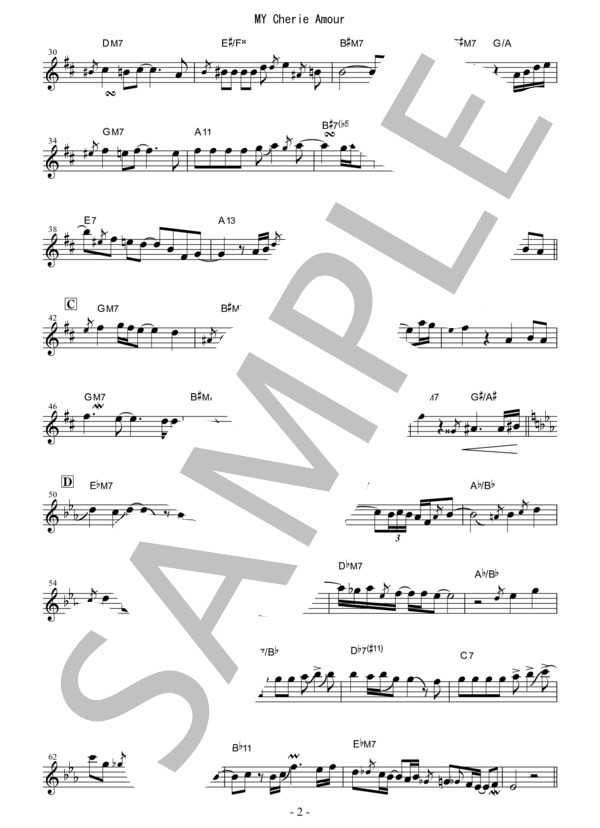 『My Cherie Amour / Stevie Wonder』(Phillip Martin)ソプラノ（テナー）サックス メロディー譜 (久保田 利伸) / ソプラノサックス 中級 - サンプル譜面 2/5