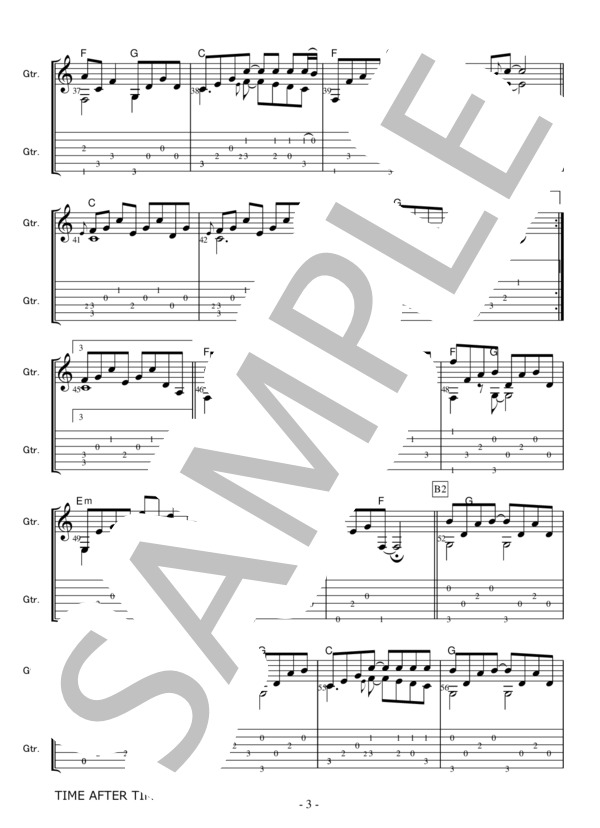 ギタースコア● タイム・アフター・タイム アコギ弾き語り (シンディ・ローパー) / ギター弾き語り 初〜中級 - サンプル譜面 3/4