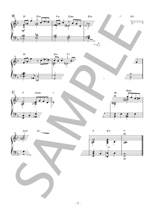 Smoke Gets In Your Eyes (ジェローム・カーン) / ピアノソロ 初〜中級 - サンプル譜面 2/2