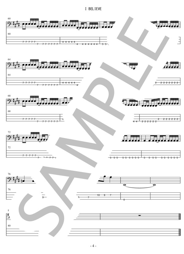 I BELIEVE (HAWAIIAN6) / エレキベース 初〜中級 - サンプル譜面 4/4