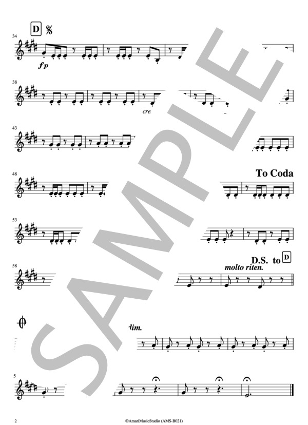 木管五重奏「パ・ド・カトル」（パート譜・B♭クラリネット)  /  プーニ (チェーザレ・プーニ) / アンサンブル木管 初〜中級 - サンプル譜面 2/2