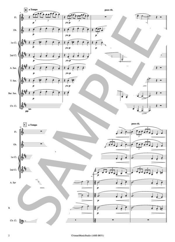 木管八重奏「ラモーをたたえて」（スコア)  /  ドビュッシー (クロード・アシル・ドビュッシー) / アンサンブル木管 中〜上級 - サンプル譜面 3/5