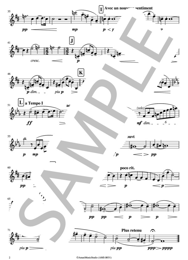 木管八重奏「ラモーをたたえて」（パート譜・テナーサックス)  /  ドビュッシー (クロード・アシル・ドビュッシー) / アンサンブル木管 中〜上級 - サンプル譜面 2/2