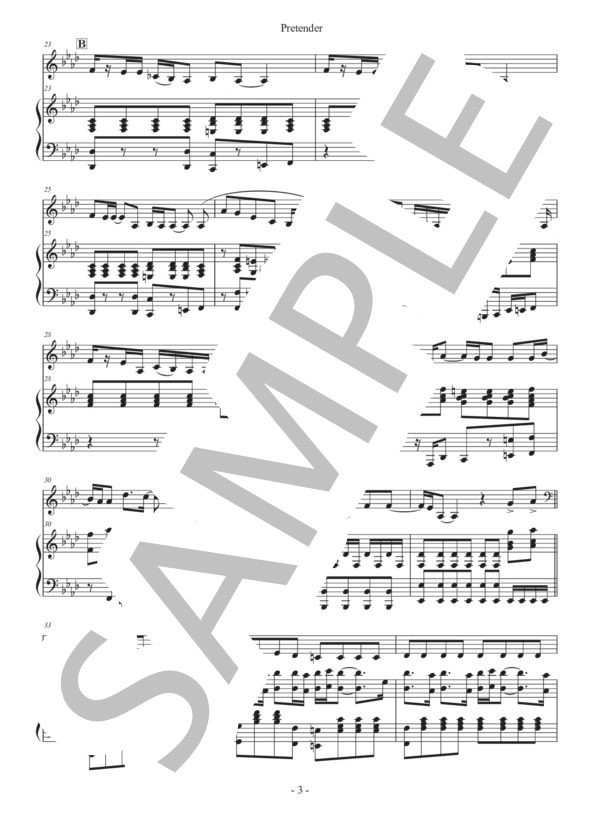 Pretender (Official髭男dism) / アンサンブルピアノ＋他楽器 中級 - サンプル譜面 3/5