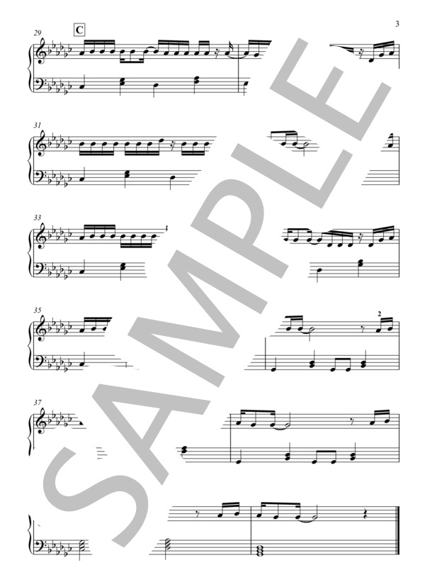 secret base 〜君がくれたもの〜 1コーラスver.ピアノ（初級） (戸松 遥) / ピアノソロ 入門〜初級 - サンプル譜面 3/3