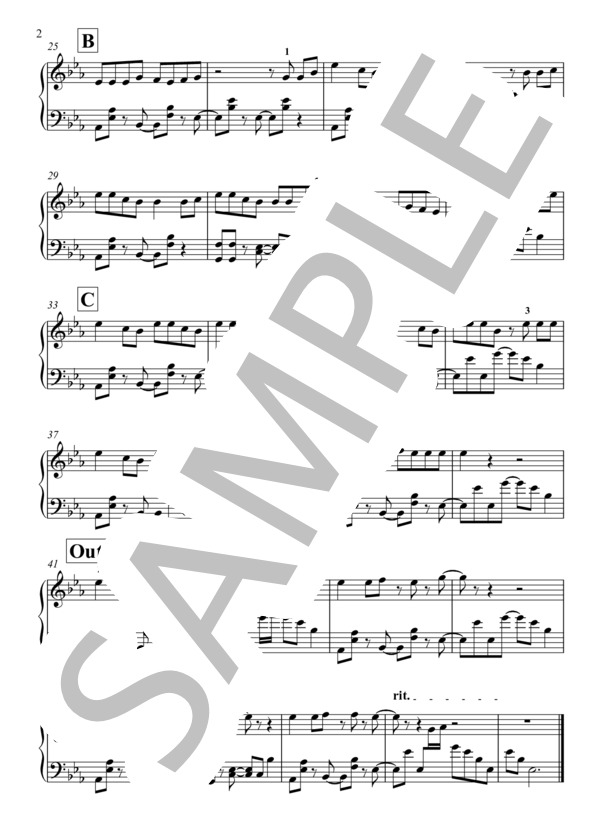 香水 1コーラスver. ピアノ (瑛人) / ピアノソロ 初〜中級 - サンプル譜面 2/2