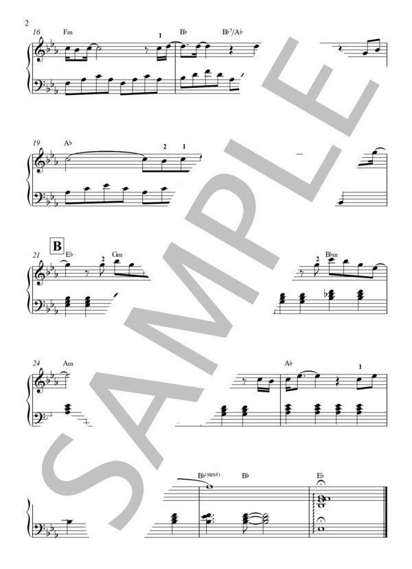 ひこうき雲 1コーラスver. ピアノ (荒井 由実) / ピアノソロ 入門〜初級 - サンプル譜面 2/2