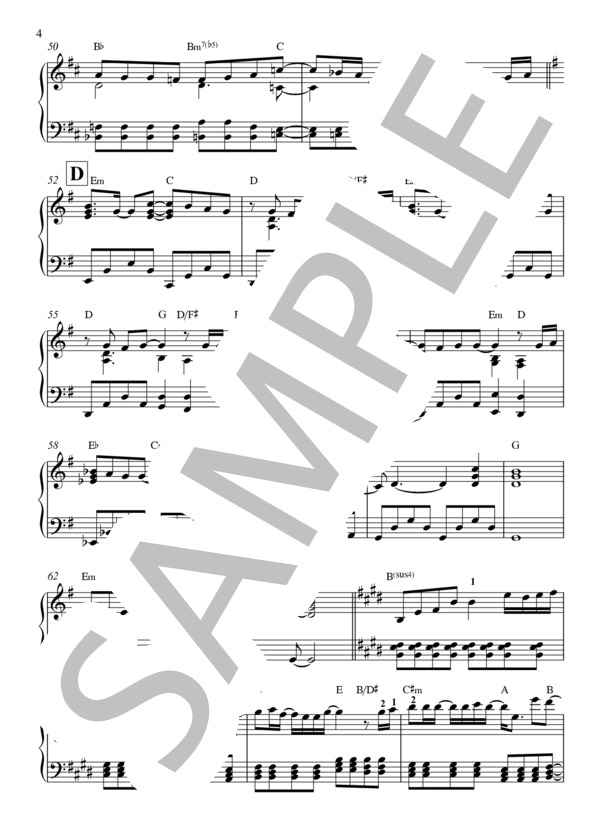 炎  ピアノ（初級） (LiSA) / ピアノソロ 初〜中級 - サンプル譜面 4/5