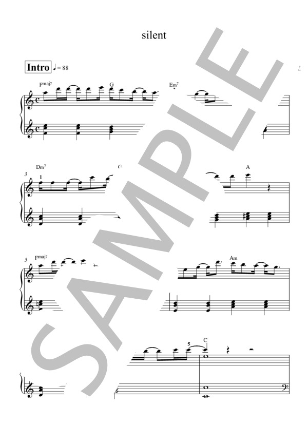 silent ピアノ（初級） (Nakajin) / ピアノソロ 入門 - サンプル譜面 1/5