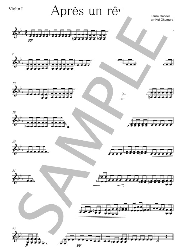 夢のあとに (ガブリエル・ユルバン・フォーレ) / 弦楽四重奏 中級 - サンプル譜面 3/5