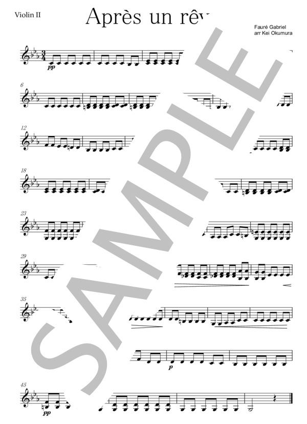 夢のあとに (ガブリエル・ユルバン・フォーレ) / 弦楽四重奏 中級 - サンプル譜面 4/5