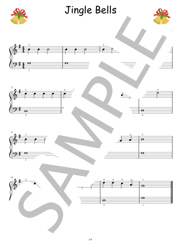 ジングル・ベル Jingle Bells (讃美歌) / ピアノソロ 入門 - サンプル譜面 1/1