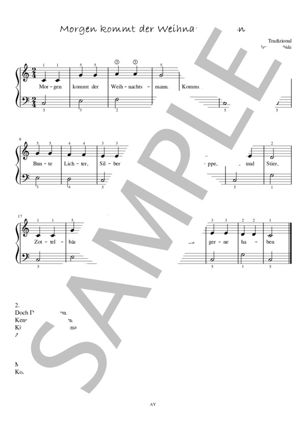 きらきらぼし Morgen kommt der Weihnachtsmann (Traditional) / ピアノソロ 入門 - サンプル譜面 1/2
