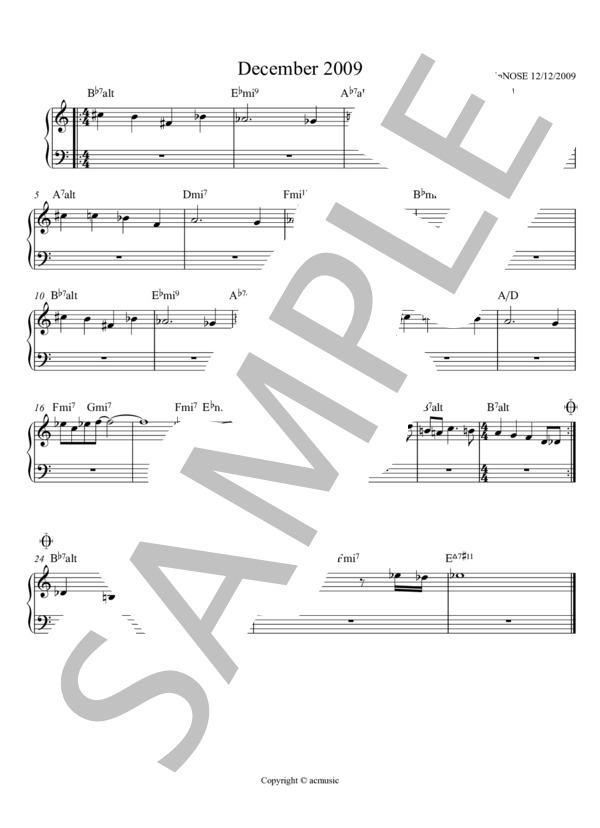 DecemberSong (Eishin Nose) / ピアノソロ 入門 - サンプル譜面 1/1