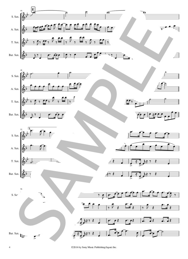 サクソフォン4重奏 サイレントマジョリティー (欅坂46) / アンサンブル木管 中級 - サンプル譜面 4/5