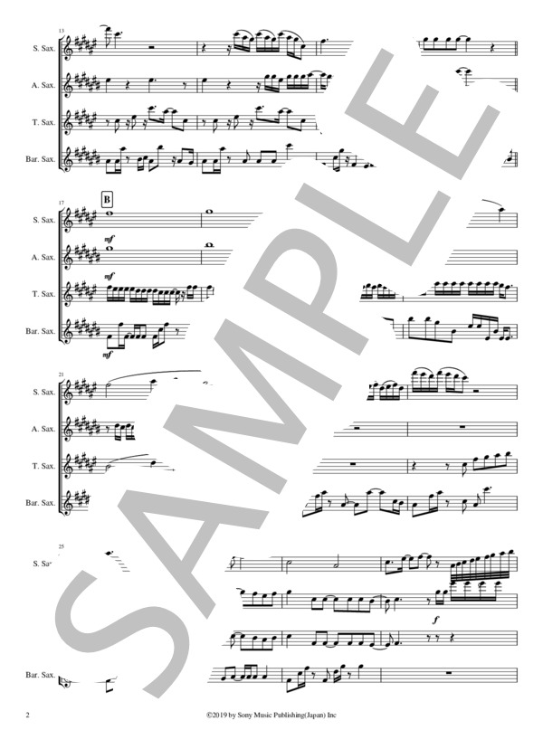 サクソフォン4重奏 黒い羊 (欅坂46) / アンサンブル木管 上級 - サンプル譜面 2/5