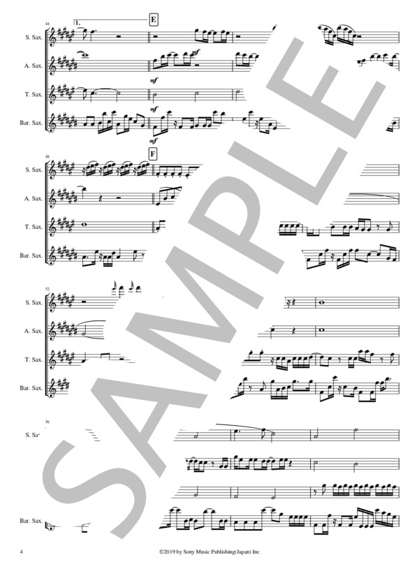サクソフォン4重奏 黒い羊 (欅坂46) / アンサンブル木管 上級 - サンプル譜面 4/5