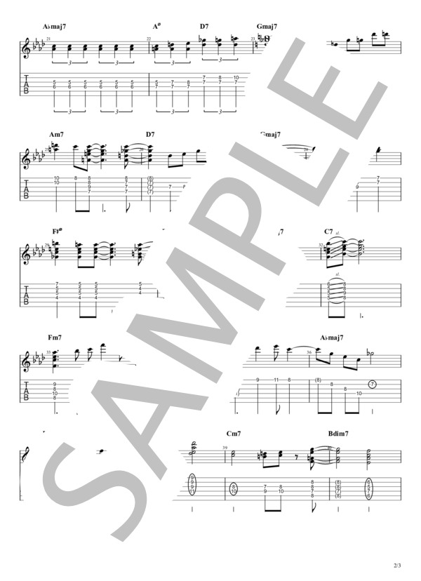 All The Things You Areテーマ高音パターン (ジェローム・カーン) / ギターソロ 初〜中級 - サンプル譜面 2/3