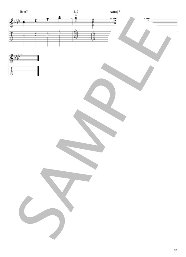 All The Things You Areテーマ高音パターン (ジェローム・カーン) / ギターソロ 初〜中級 - サンプル譜面 3/3