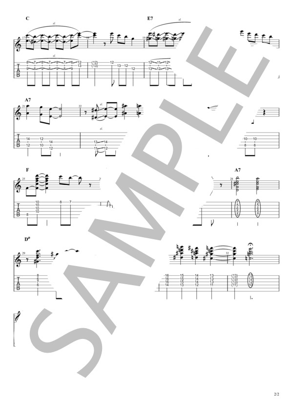 ALL OF ME(オール・オブ・ミー）テーマ高音パターン (Seymour Simons，Gerald Marks) / ギターソロ 初〜中級 - サンプル譜面 2/2