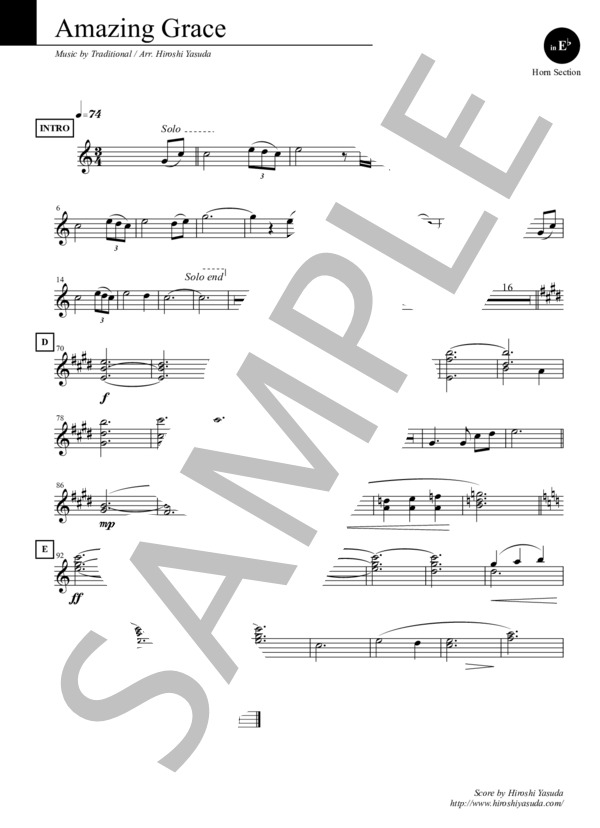 Amazing Grace (HornSection) (イギリス民謡) / その他 入門 - サンプル譜面 3/4