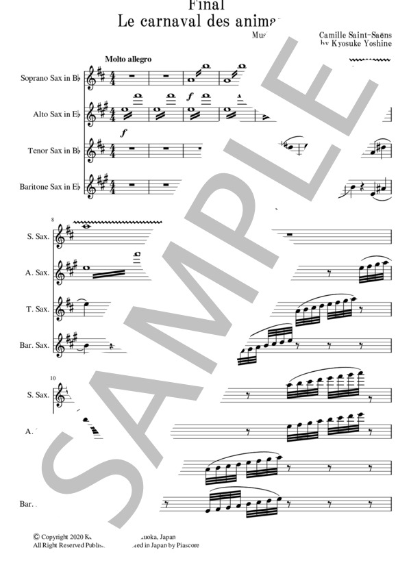 動物の謝肉祭より「フィナーレ」パート譜付き (シャルル・カミーユ・サン=サーンス) / アンサンブル木管 中〜上級 - サンプル譜面 1/5