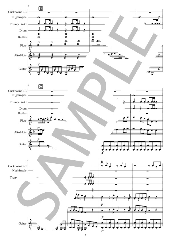 おもちゃの交響曲 第1楽章（フルート、ギター他） (エドムンド・アンゲラー) / アンサンブル木管 初級 - サンプル譜面 2/5