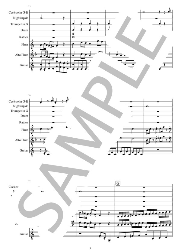 おもちゃの交響曲 第1楽章（フルート、ギター他） (エドムンド・アンゲラー) / アンサンブル木管 初級 - サンプル譜面 4/5