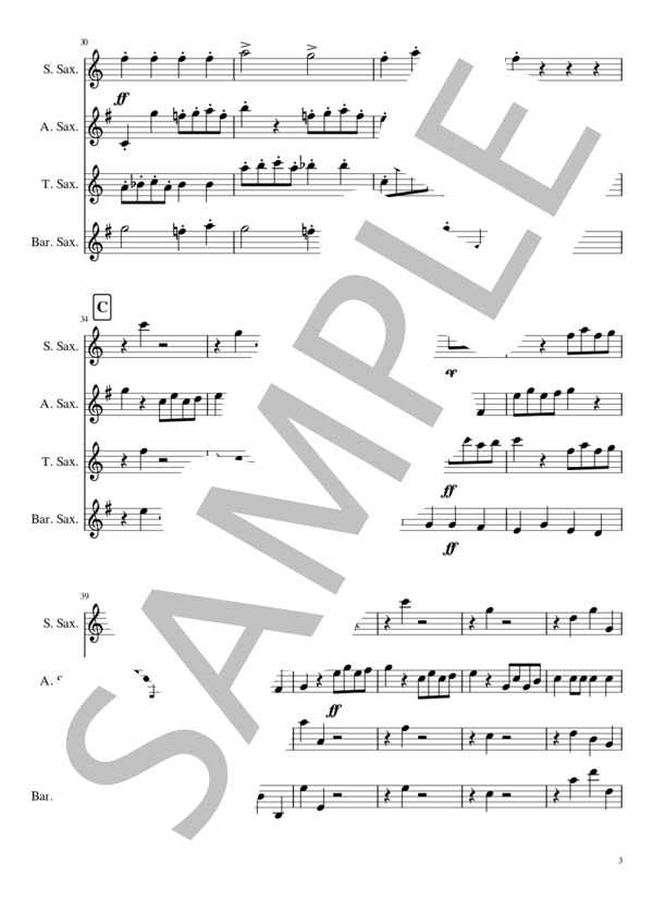 動物の謝肉祭より「化石」 (シャルル・カミーユ・サン=サーンス) / アンサンブル木管 中〜上級 - サンプル譜面 3/5