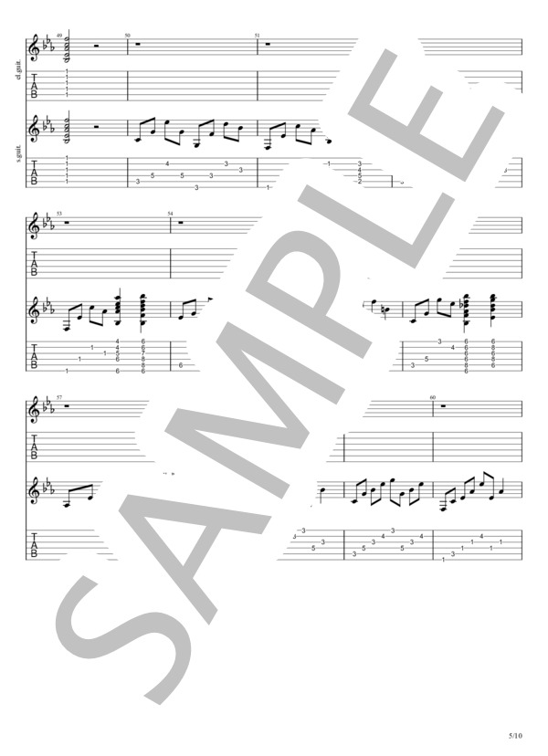 帰りたくなったよ (いきものがかり) / エレキギター 初級 - サンプル譜面 5/5