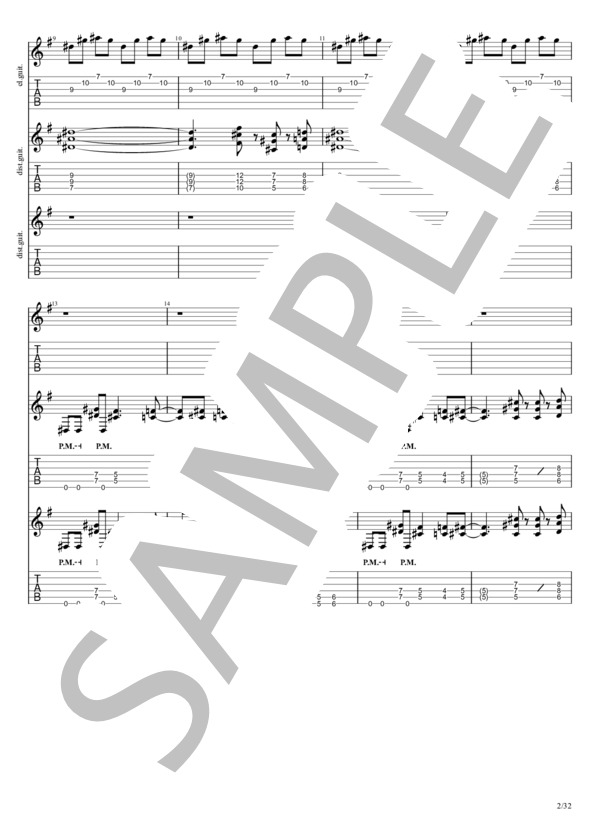 WEEK END (X) / エレキギター 中〜上級 - サンプル譜面 2/5