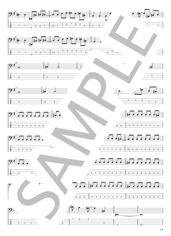 WEEK END (X) / エレキベース 中級 - サンプル譜面 3/5