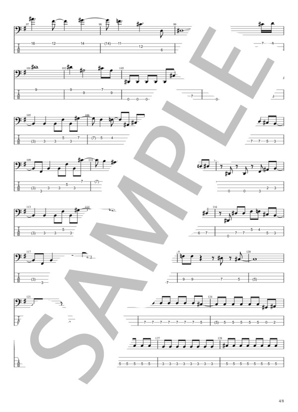 WEEK END (X) / エレキベース 中級 - サンプル譜面 4/5