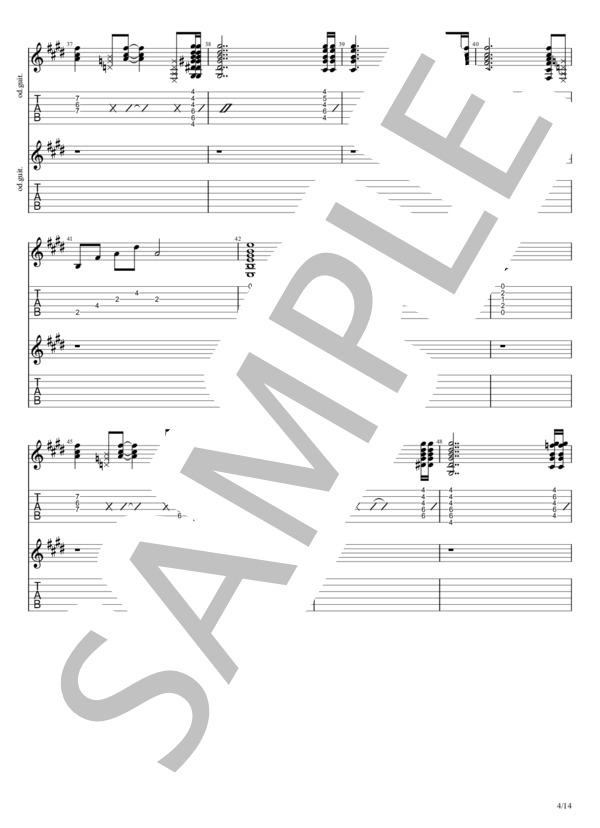 あなたは生きている (JUDY AND MARY) / エレキギター 中級 - サンプル譜面 4/5